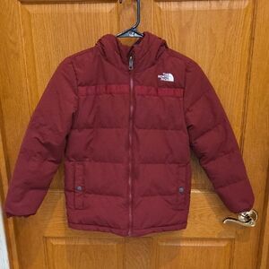 The Reverseable North Face Kids' Burgundy  and Gray Puffer Jacket Youth Medium